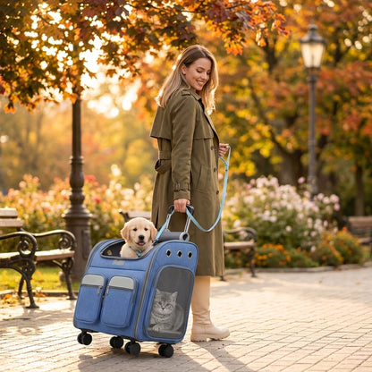 Wheeled Pet Carrier Backpack with Stroller - Main Product Image